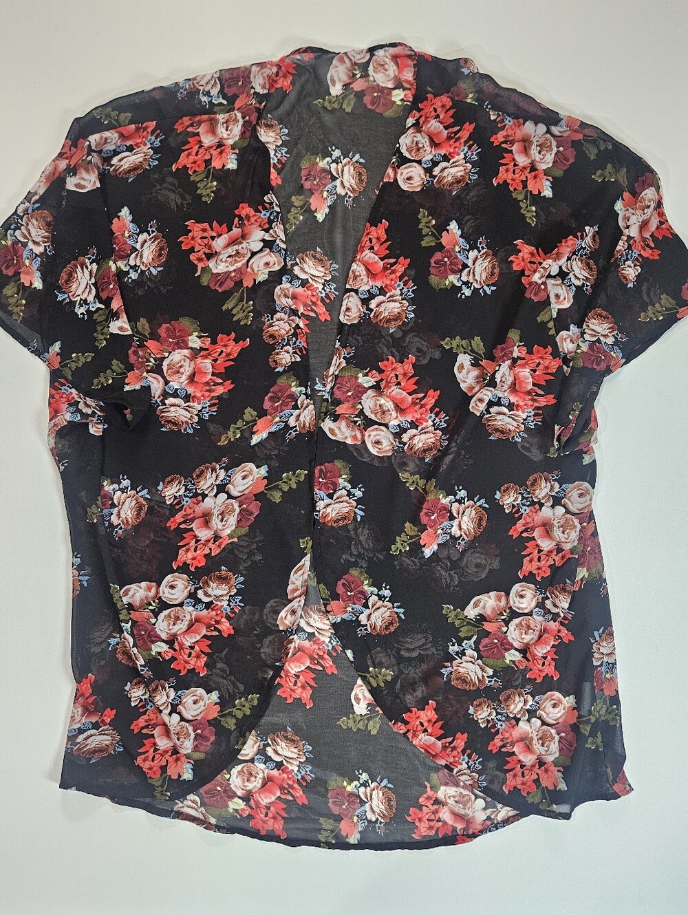 Floral Kimono Womens OS Black Pink Floral Boho Cottagecore Chic Casual